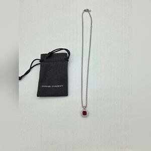 David Yurman 7mm Petite Albion Garnet & Diamonds Necklace